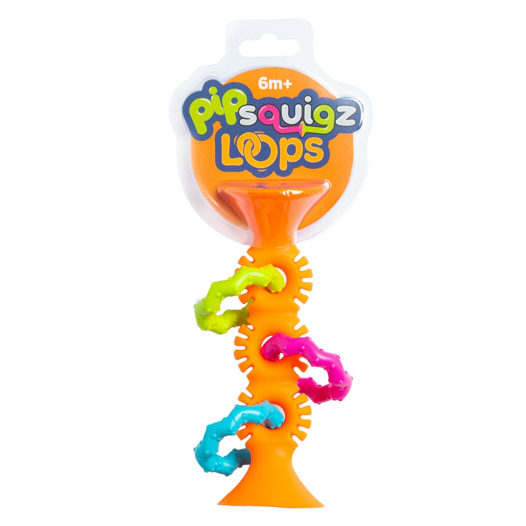 Sonajero y mordedor sensorial Pipsquigz Loops - Naranjo - Hey Mama