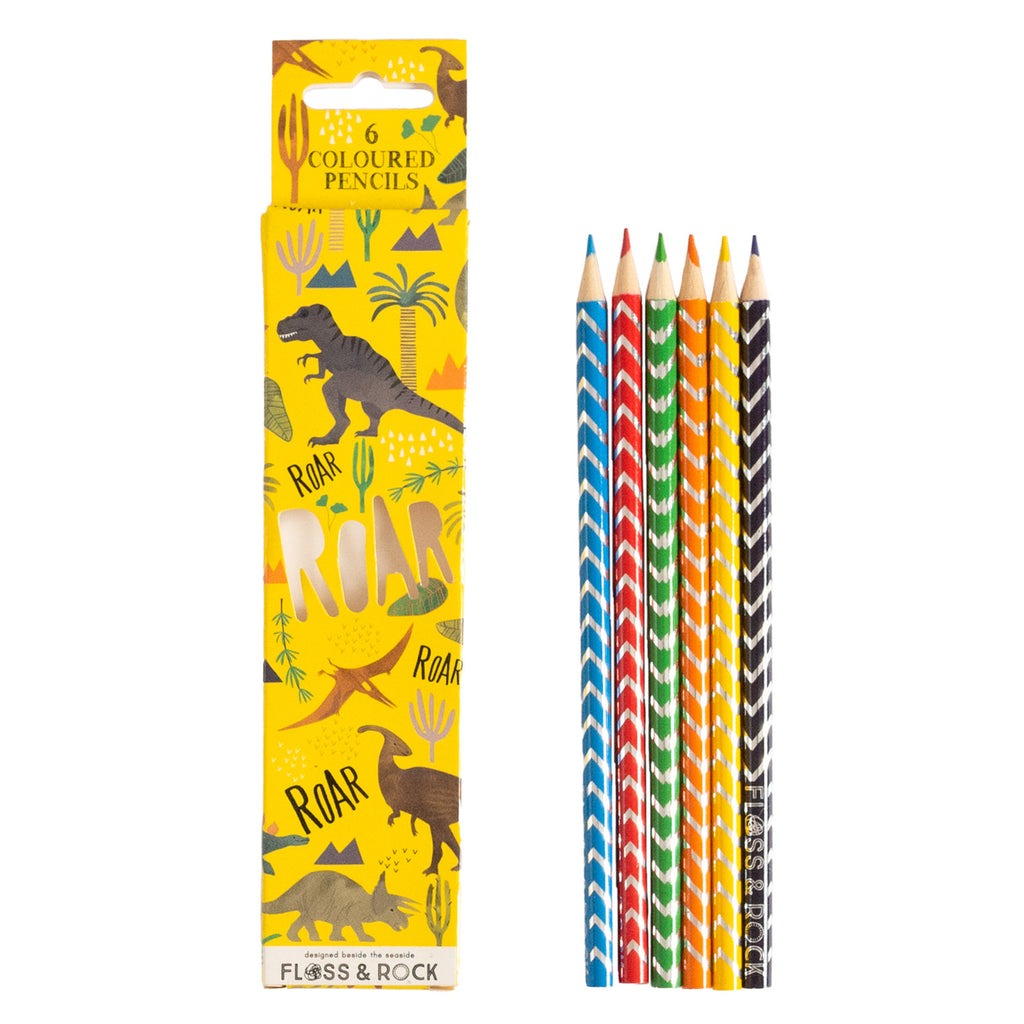 Pack de 6 lápices de colores - Dinosaurios